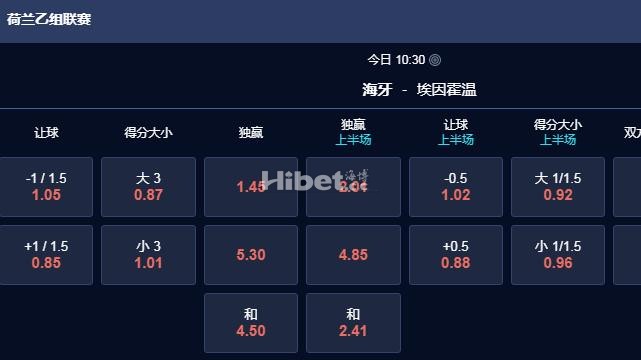 荷乙 22：30 海牙VS埃因霍温FC